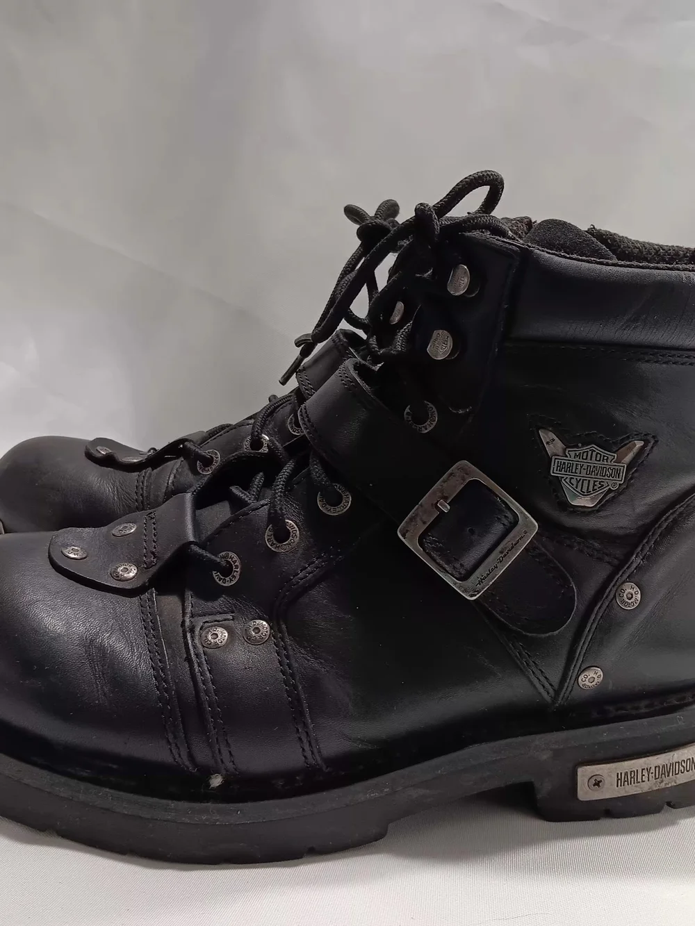 Harley Davidson Men's Biker Boots Black Leather Steel Toe Size 12